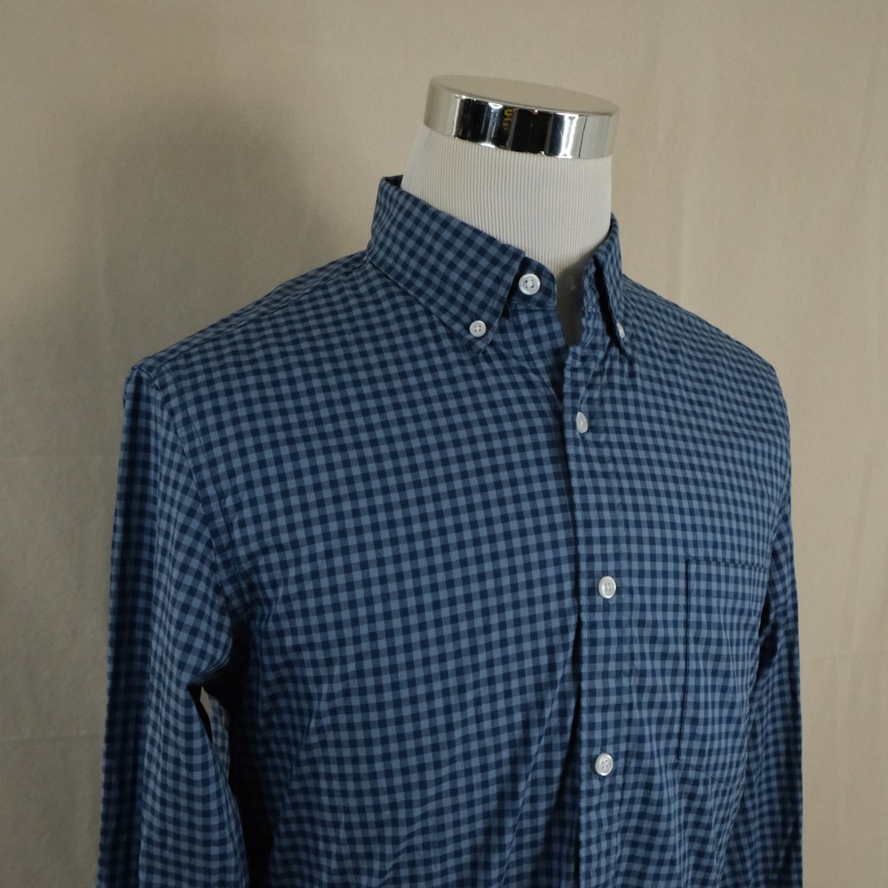 NEW J. Crew Medium Slim Fit Button Down Shirt Blue Gingham Flex Washed Mens